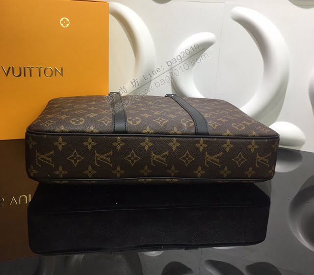 lv新款包包 路易威登Porte-Documents Voyage小號公事包 Damier Graphite格紋帆布 lv時尚商務男士公事包  ydh3899